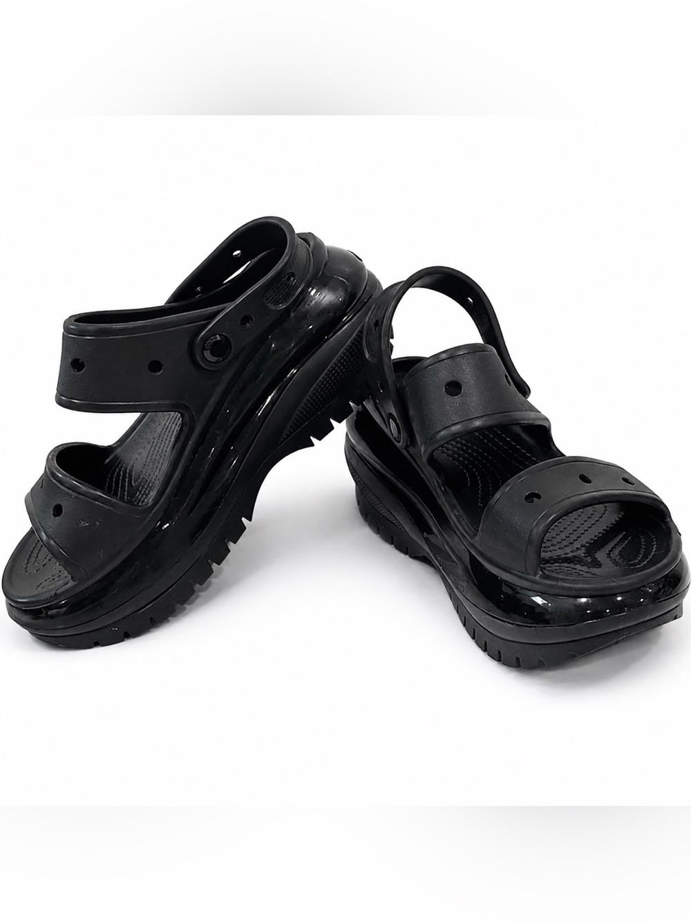 Crocs Classic Mega Crush Sandals Black Platform M6 W8 Chunky 207989-001